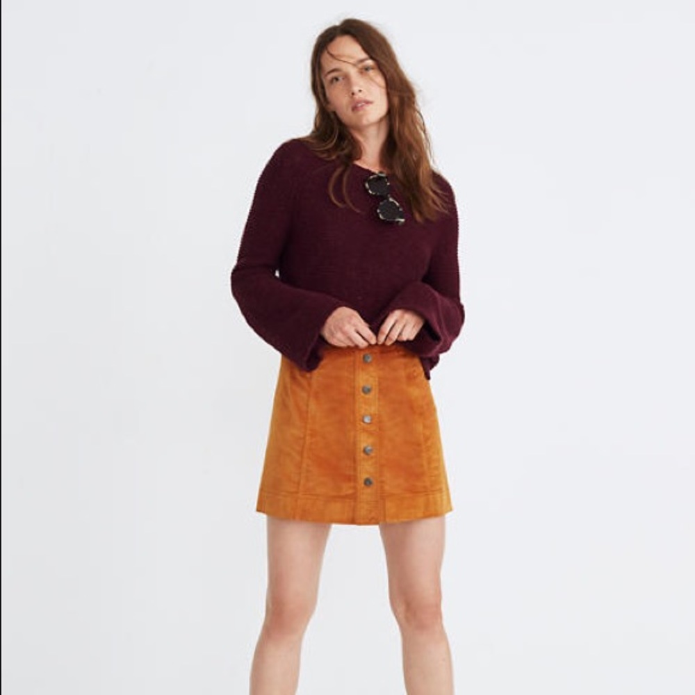 Velveteen A-Line Mini Skirt Button-Front Edition - Picture 2 of 14
